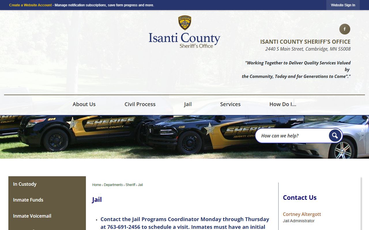Isanti County Jail official jail overview and inmate roster information